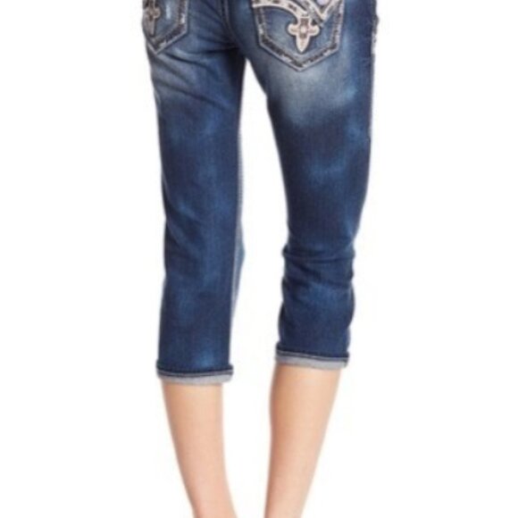 NWT Rock Revival Dark Capri Cropped ALEXIA Jeans - Picture 5 of 5